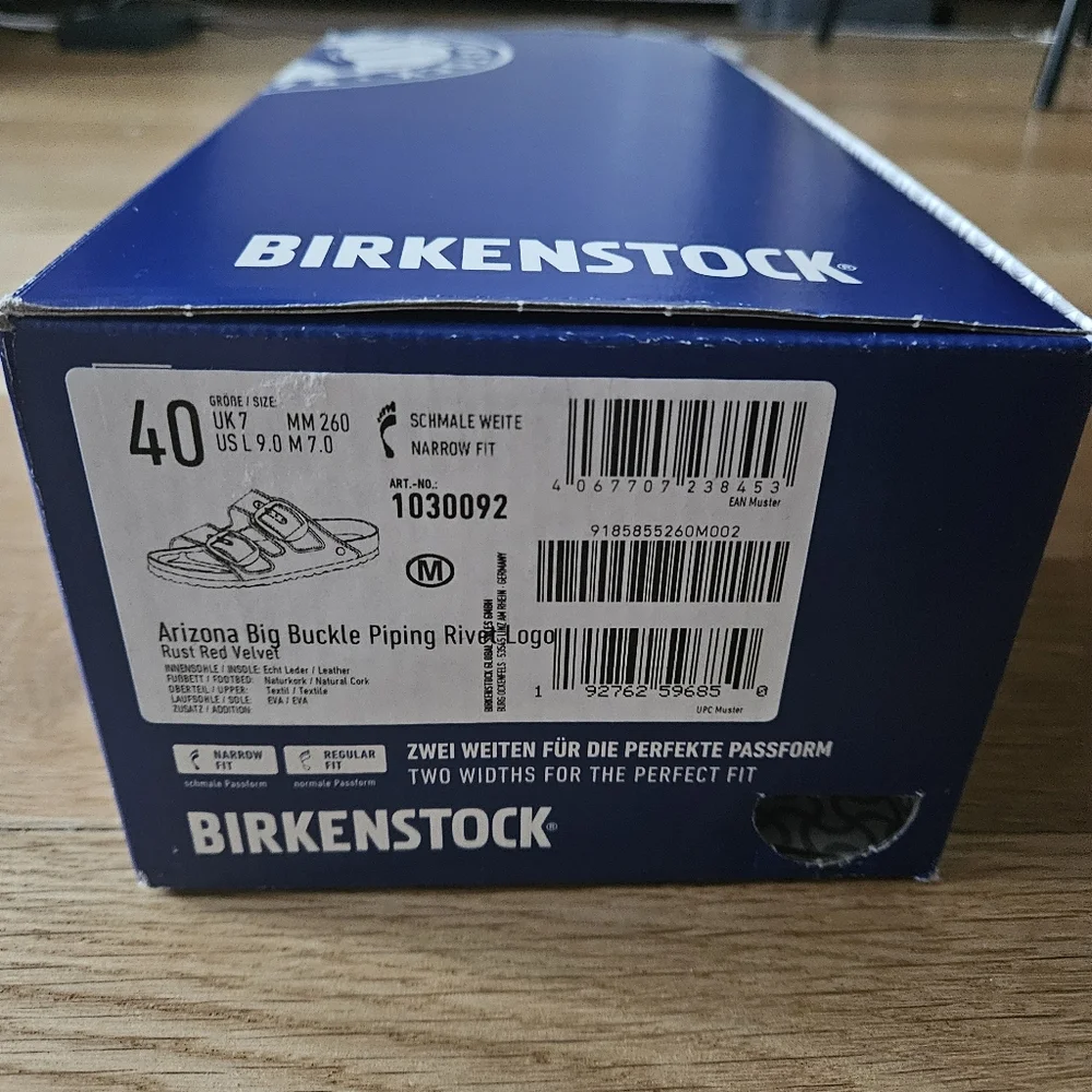 NWT! Birkenstock Arizona Big Buckle Piping Rivet Maroon Velvet Women's 9 EU 40 - Picture 4 of 4